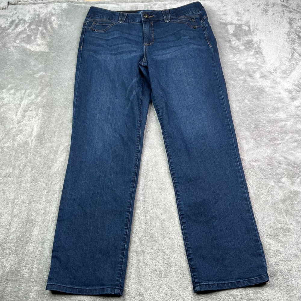 Democracy Ab solution Booty Lift Straight Jeans Womens 12 Blue Dark Wash Denim